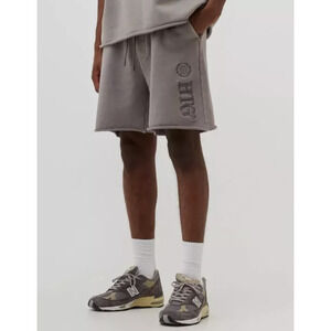 Honor The Gift Men's Studio Embroidered  French Terry Sweatshorts, Gray, Medium